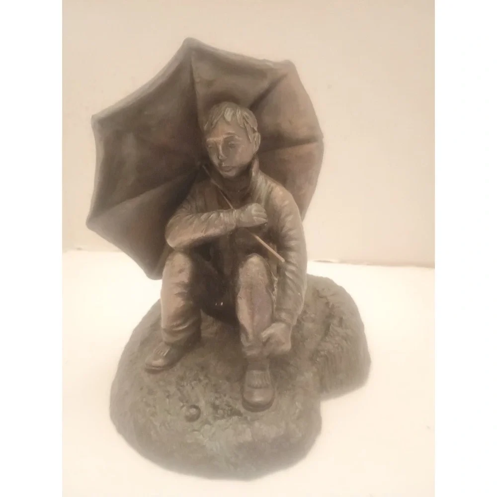 Vintage Waterboy Unique Pewter Desktop Home/Garden Decor 7.5